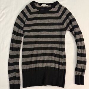 LOFT Black and Gray Sheer Knit Top